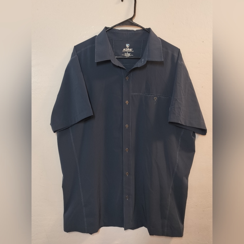 Kuhl Tufflex Men's Renegade Shirt Button Down Short Sleeves  Blue Size L Pre-own